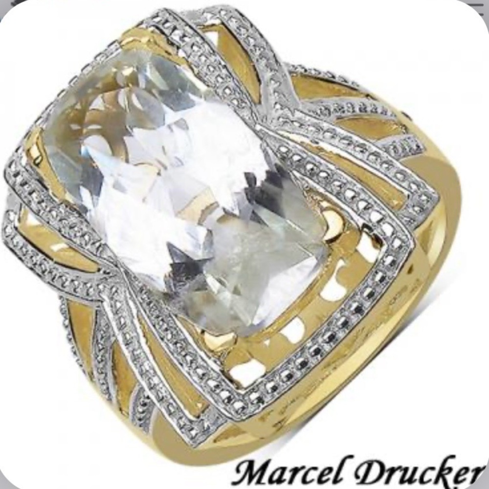 Marcel Drucker Womens
14K Yellow Gold Over 
Sterling Silver Diamonds
& Quartz
